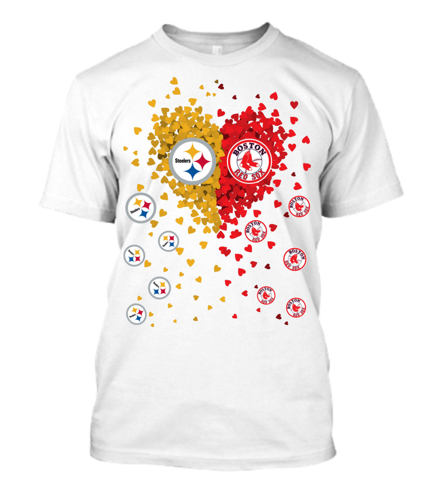 Steelers Pittsburgh Boston Red Sox Hearts T-Shirt