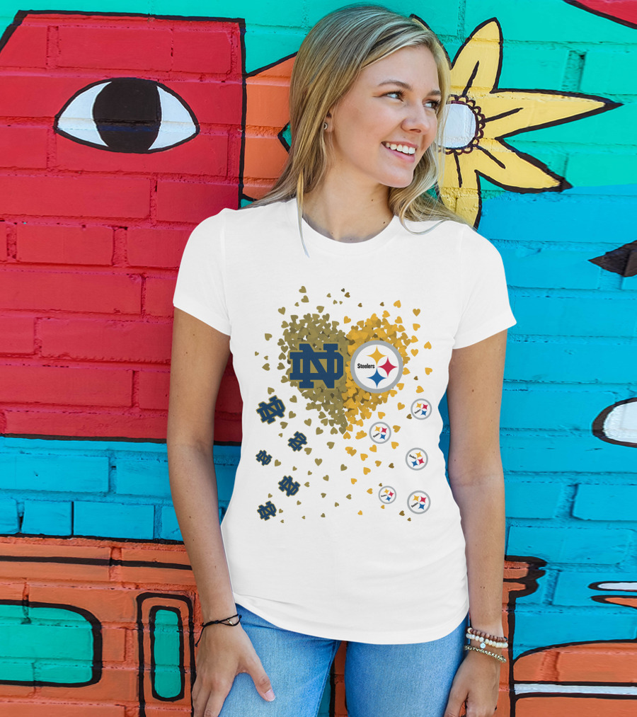 Notre Dame Steelers Heart Logo Explosion T-Shirt