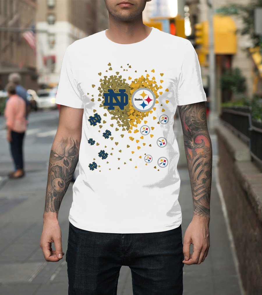 Notre Dame Steelers Heart Logo Explosion T-Shirt