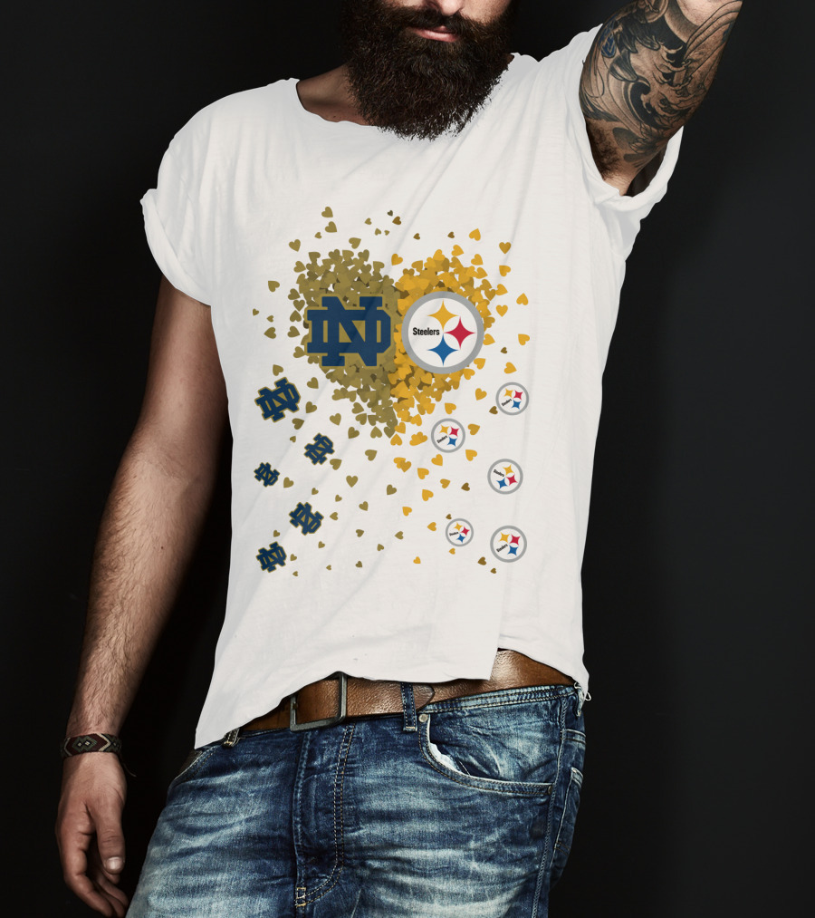 Notre Dame Steelers Heart Logo Explosion T-Shirt