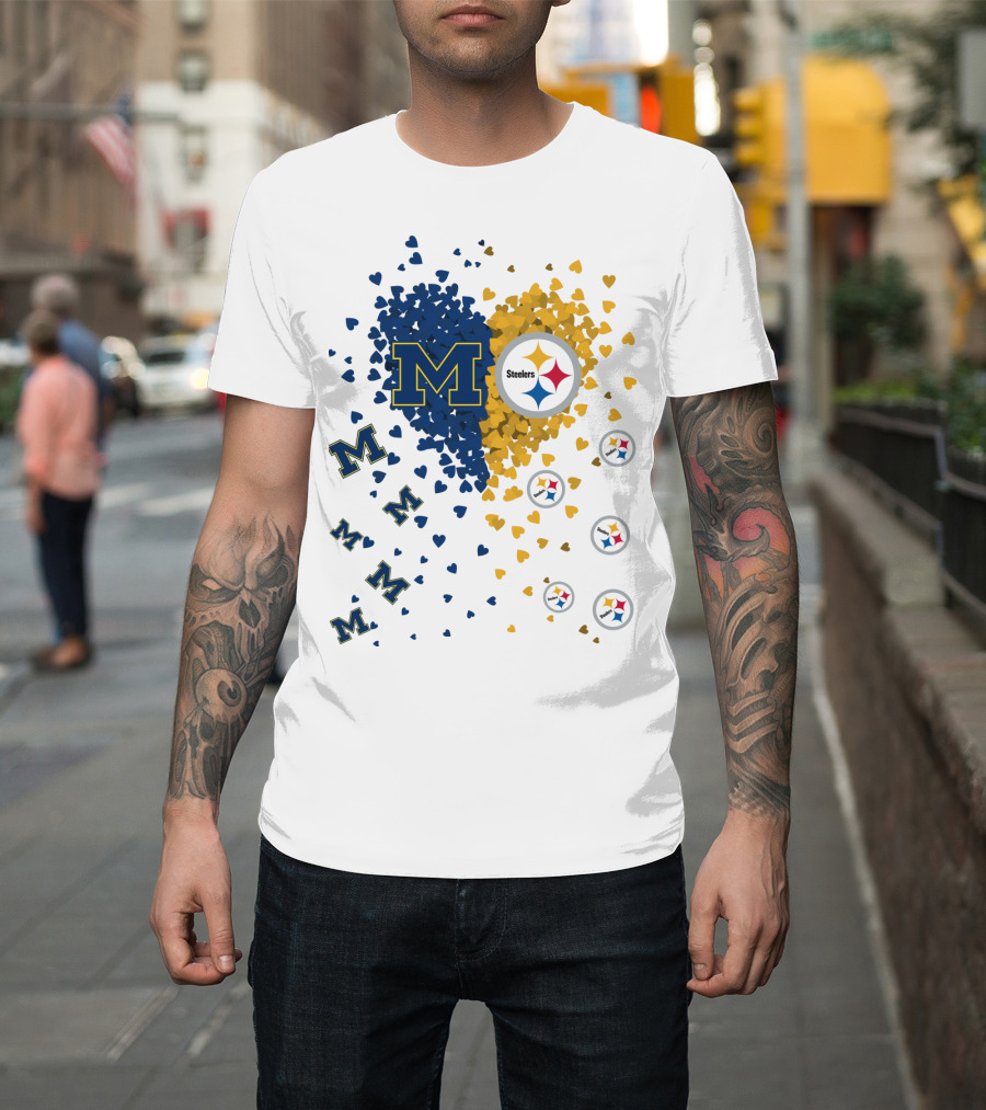 M Hearts Pittsburgh Steelers Wolverines T-Shirt