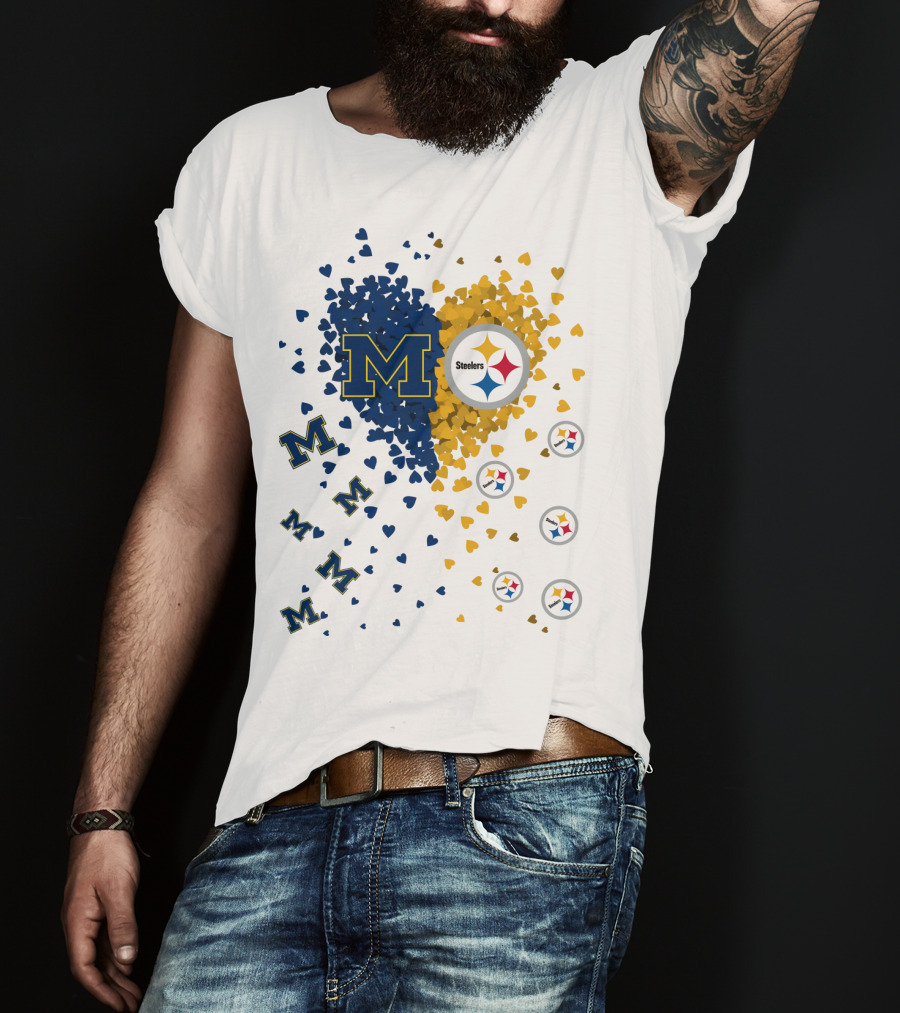 M Hearts Pittsburgh Steelers Wolverines T-Shirt