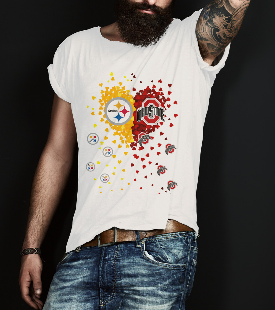 Steelers Ohio State Heart Collage T-Shirt