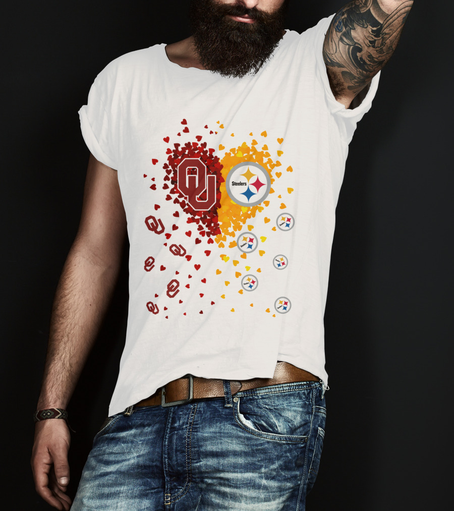 Oklahoma Sooners Steelers Heart Symbol Fusion T-Shirt