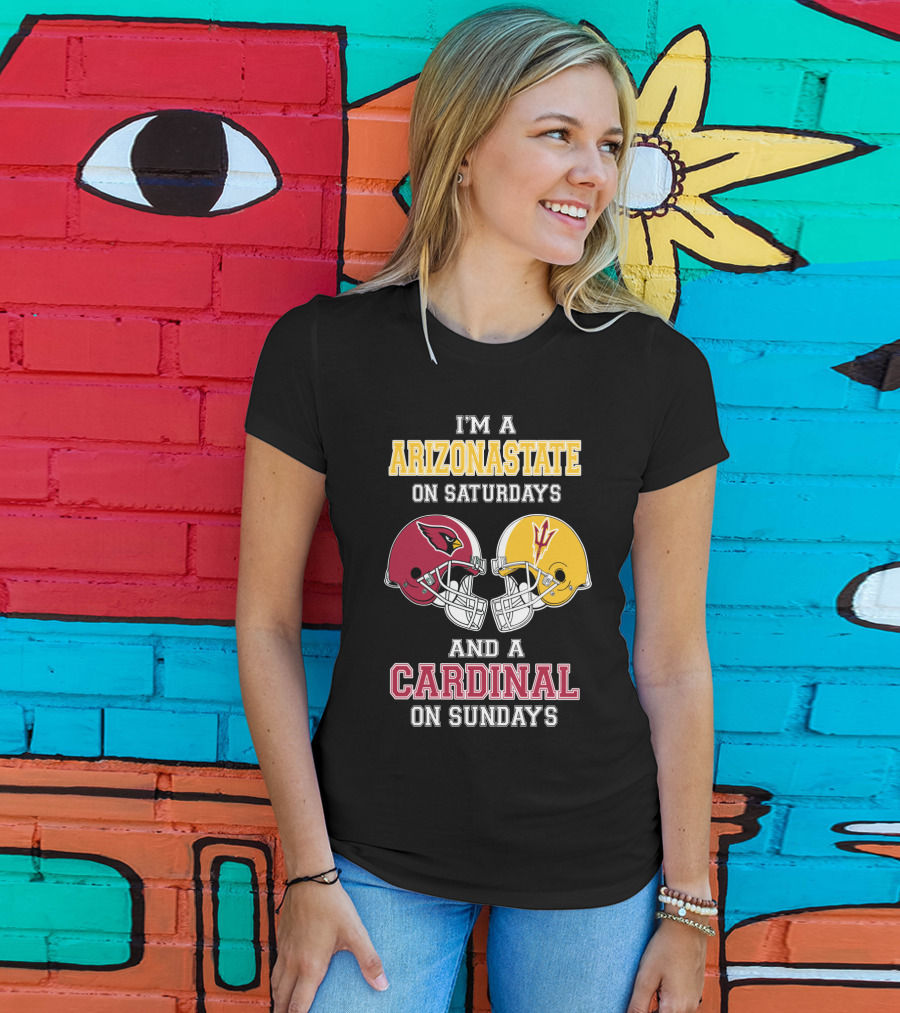 ARIZONASTATE Saturdays Cardinal Sundays Football Helmets T-Shirt