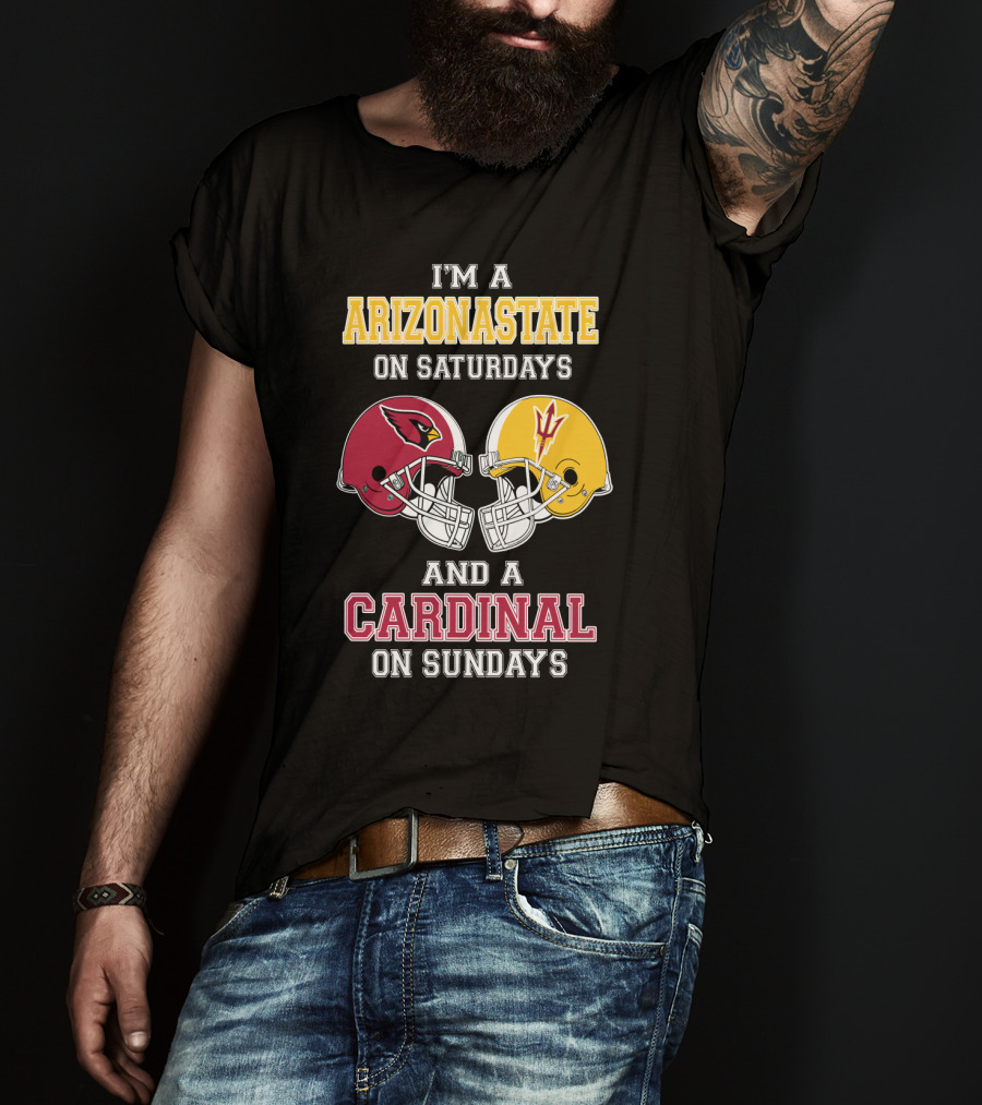 ARIZONASTATE Saturdays Cardinal Sundays Football Helmets T-Shirt