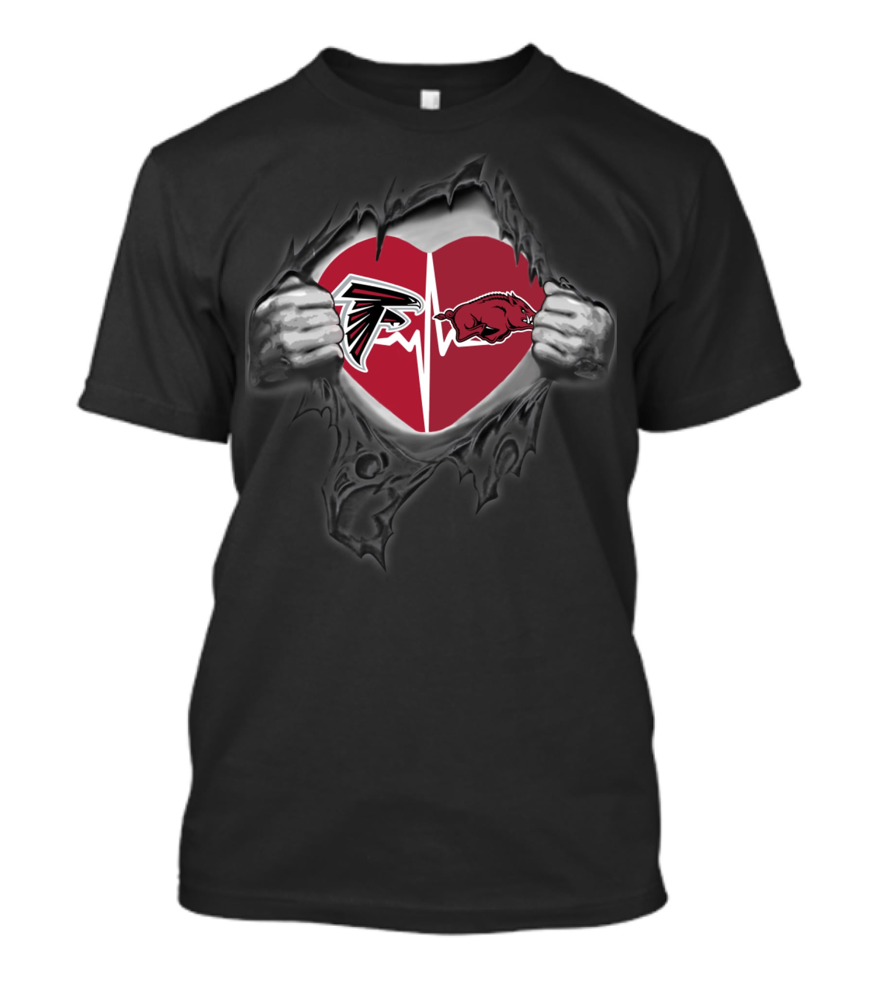 Falcons Arkansas Razorbacks Heartbeat Logo Fusion T-Shirt