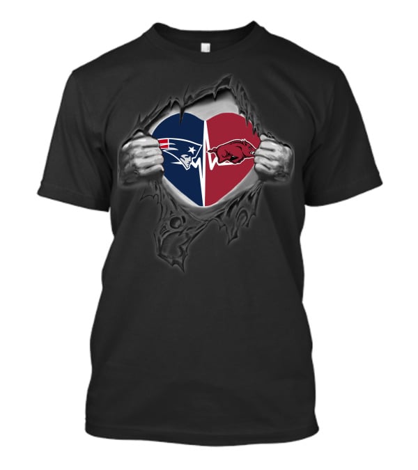 Patriots Arkansas Razorbacks Heart T-Shirt