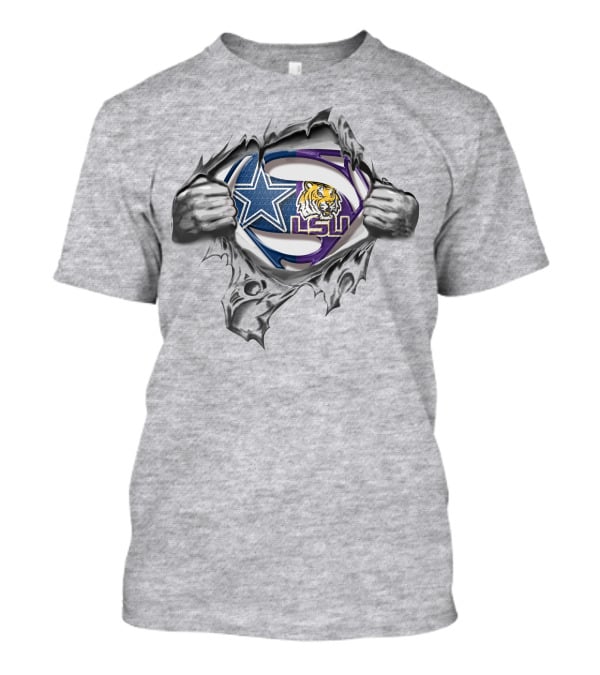 Cowboys LSU Tigers Superman Logo Fusion T-Shirt