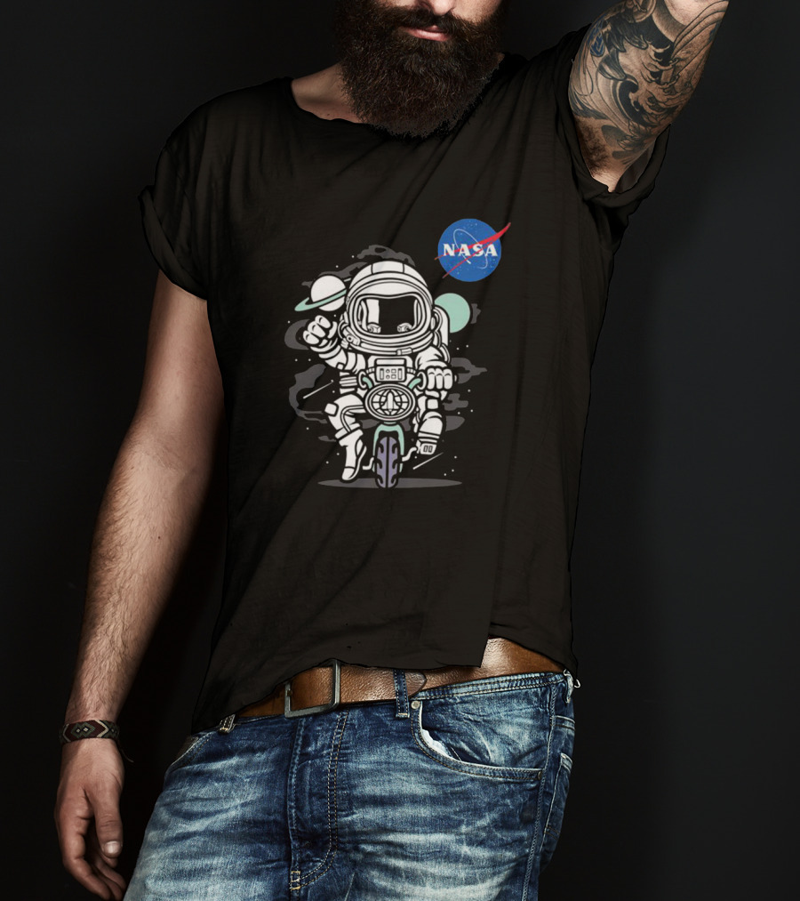 NASA Astronaut Biker Adventure In Space T-Shirt