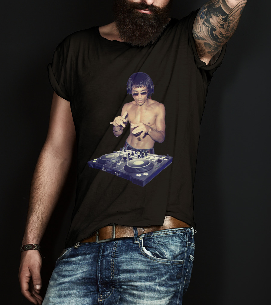 Bruce Lee DJ Mixing Martial Arts Humor Gym MMA Training T-Shirt