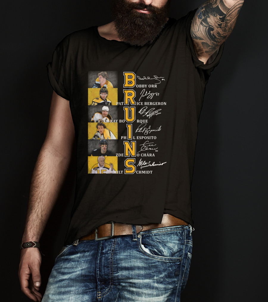 Bobby Orr Pat Ice Bergeron Ray Bourque Phil Esposito Zdeno Chara Milt Schmidt Bruins T-Shirt