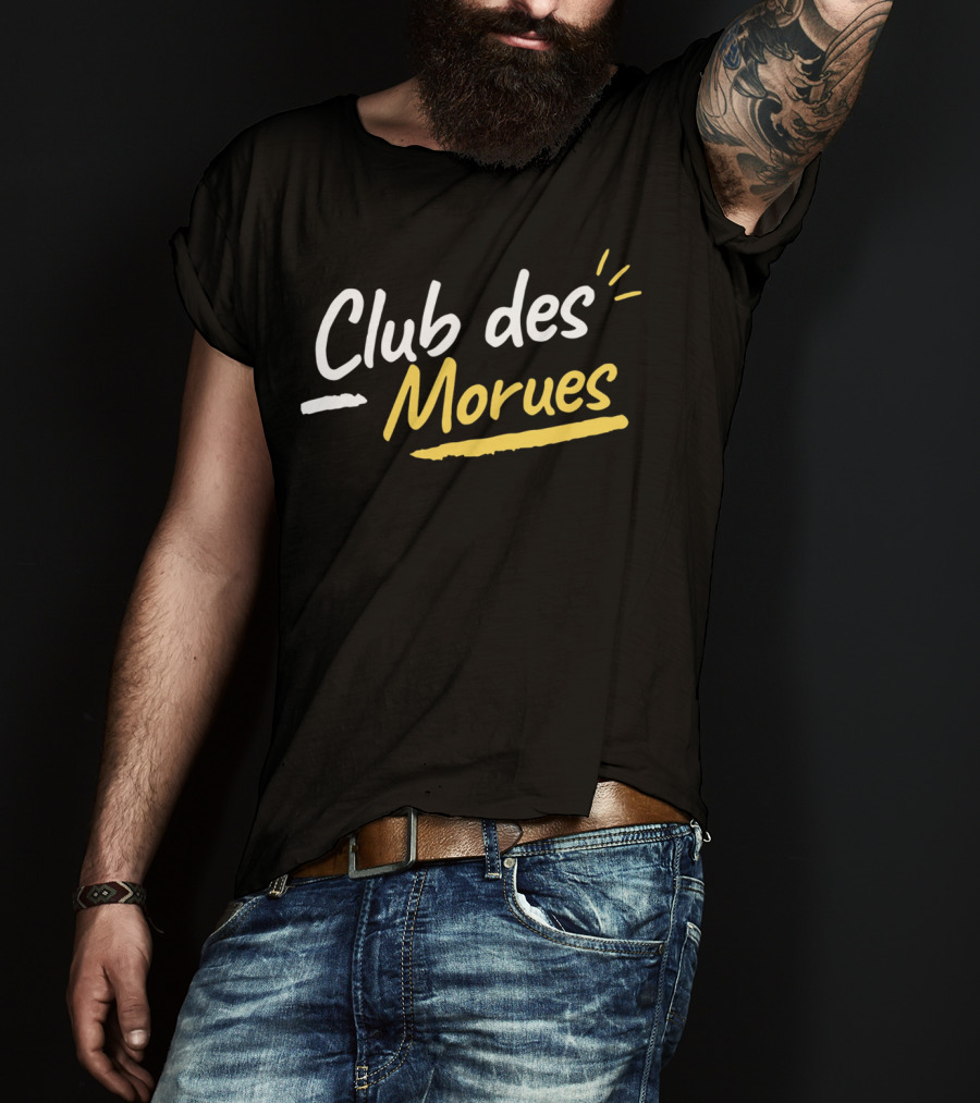 Club Des Morues Bold Yellow Brushstroke Text T-Shirt