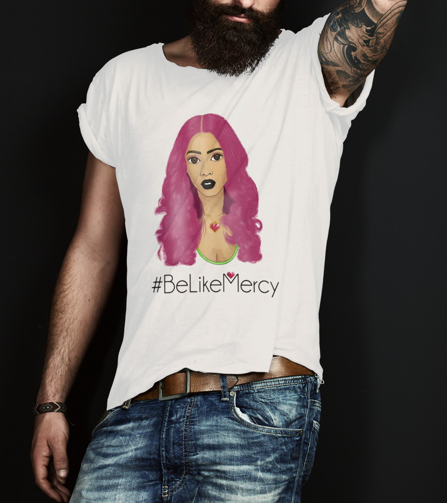 BeLikeMercy Pink Hair Black Lips Heart Necklace T-Shirt
