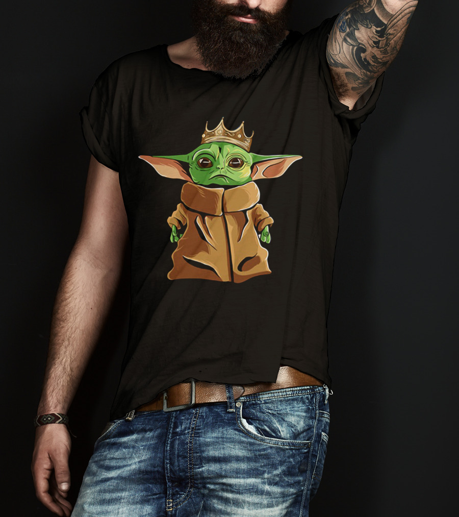 The Mandalorian Baby Yoda King Wearing Crown T-Shirt
