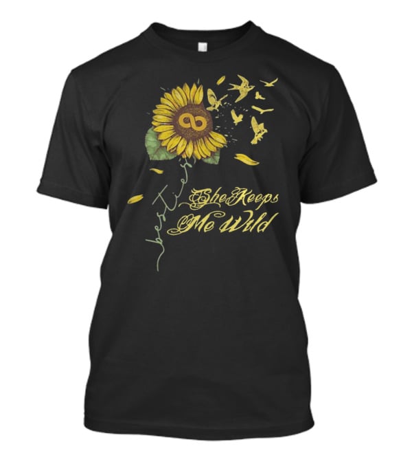 Sunflower She Keeps Me Wild Forever Fluttering Birds T-Shirt