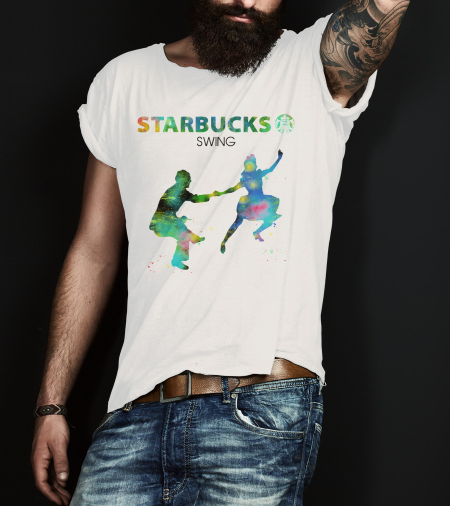 Starbucks Swing Dance Colorful Silhouette Movement T-Shirt