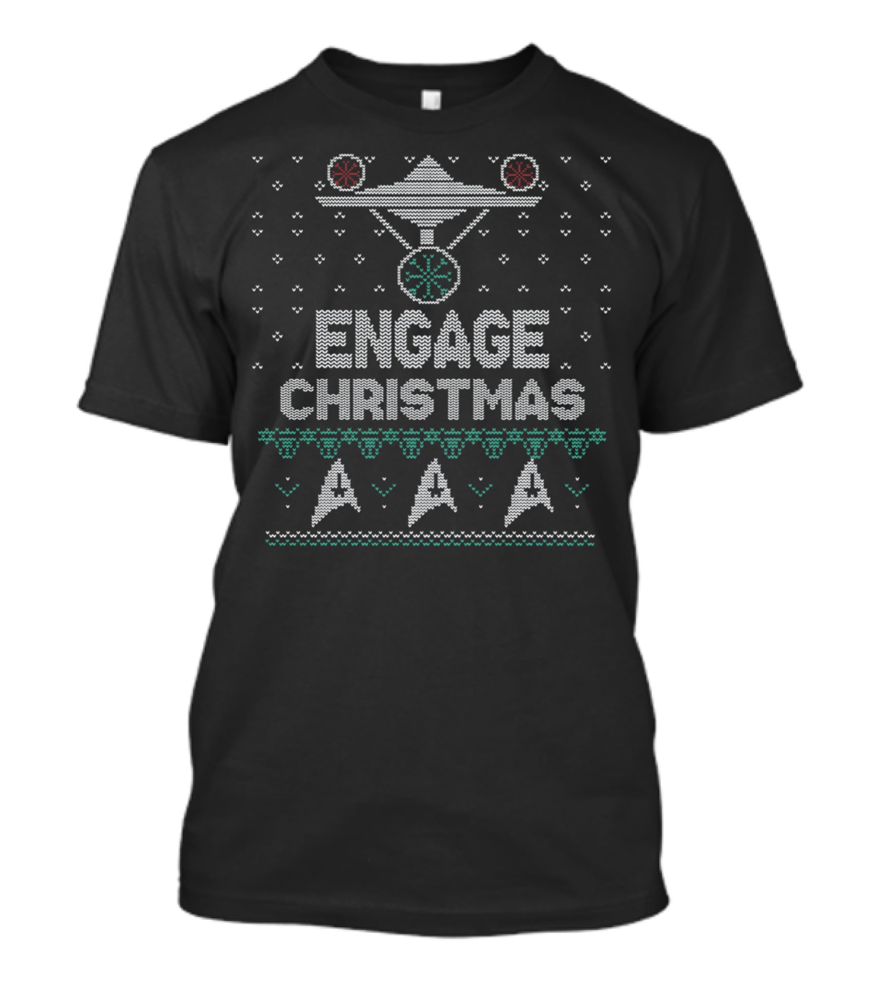 Engage Christmas Starship Festive Ugly UFO T-Shirt