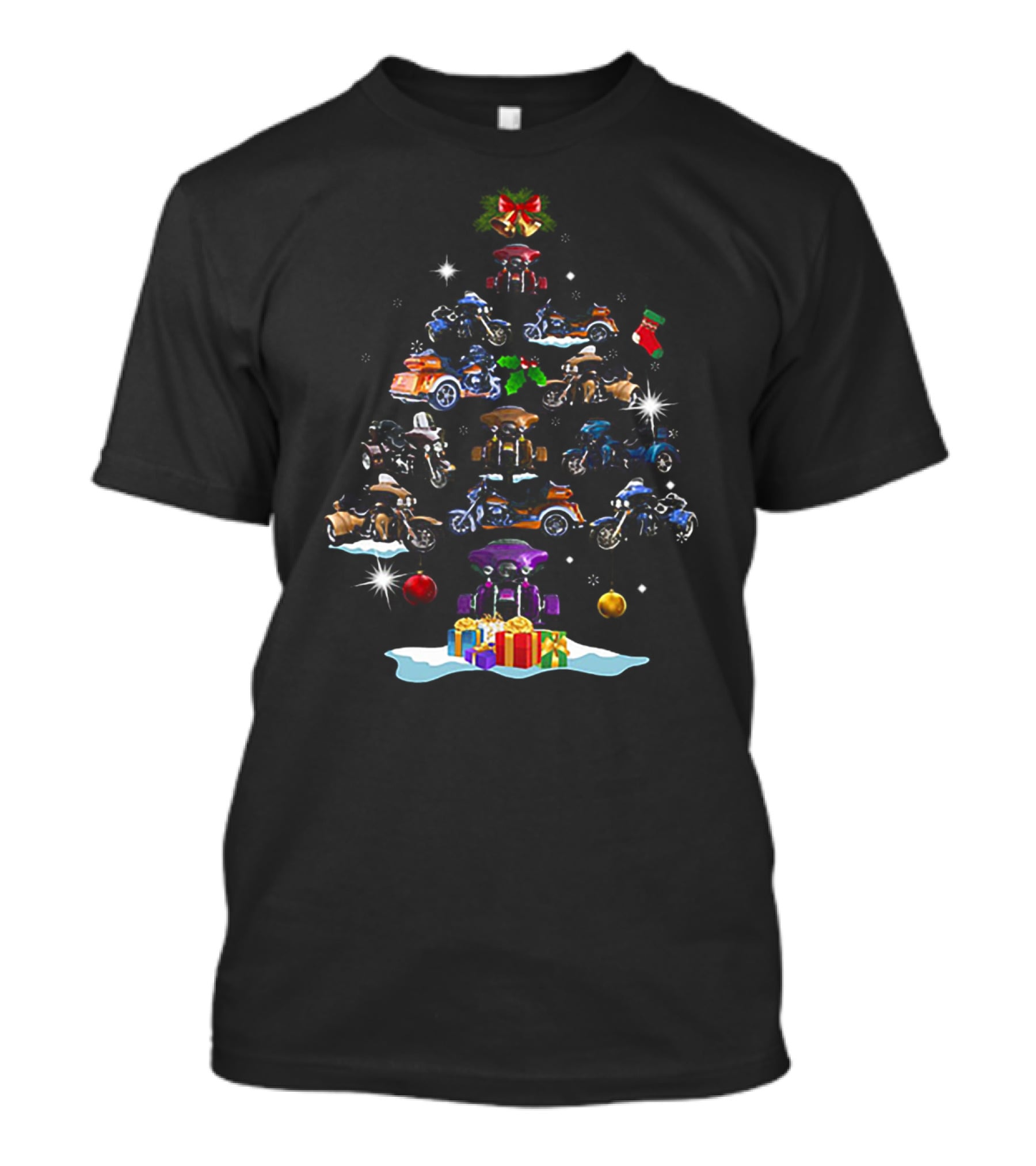 BRP Can Am Spyder Roadster Christmas Tree With Motorcycles And Presents T-Shirt