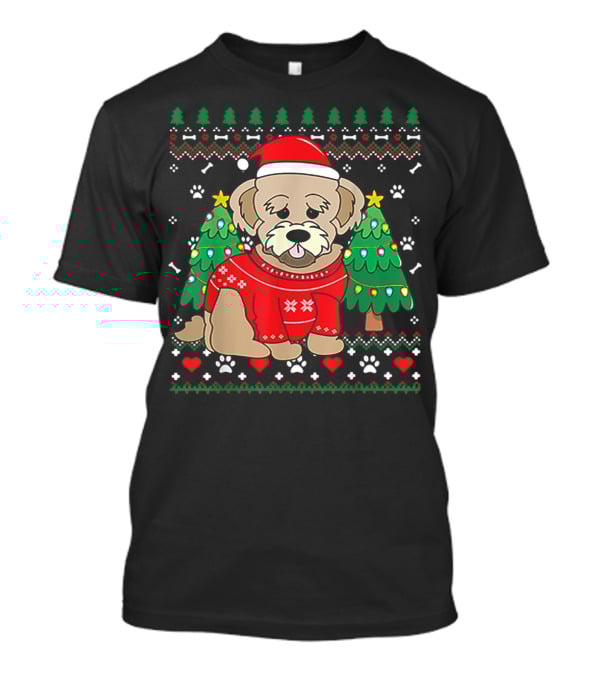 Nice Maltipoo Christmas Ornament Tree Xmas Dog Santa Hat Paw Prints T-Shirt