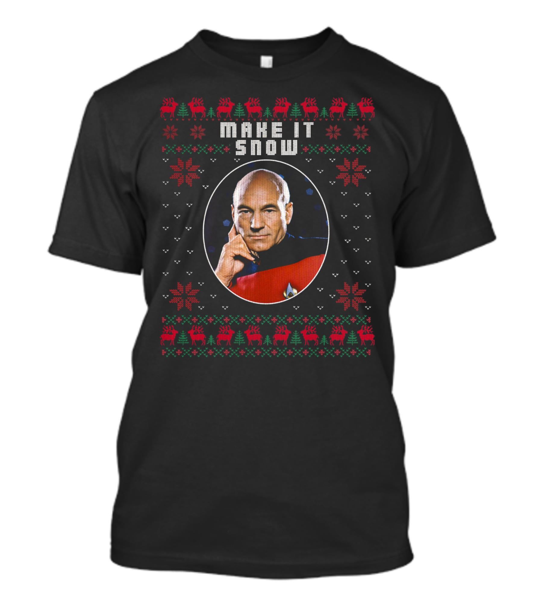 Star Trek Make It Snow Captain Picard Christmas T-Shirt