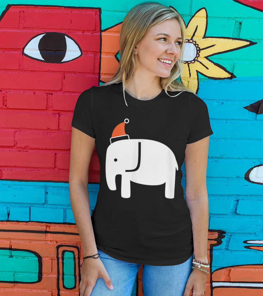 White Elephant Santa Hat Christmas T-Shirt