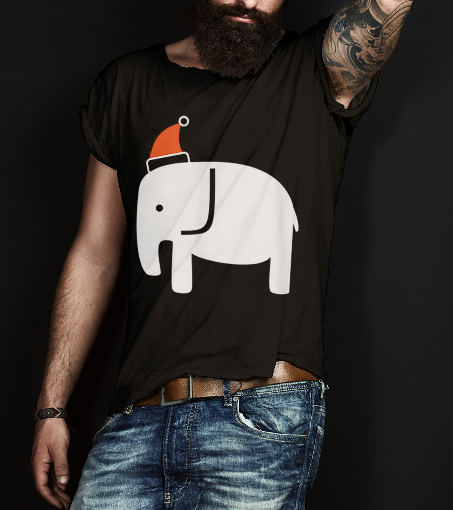 White Elephant Santa Hat Christmas T-Shirt