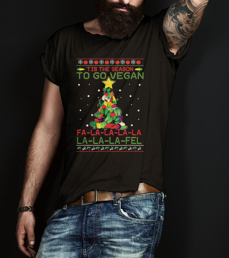 'Tis The Season To Go Vegan Fa-La-La-La-La La-La-La-Fel Veggie Tree T-Shirt