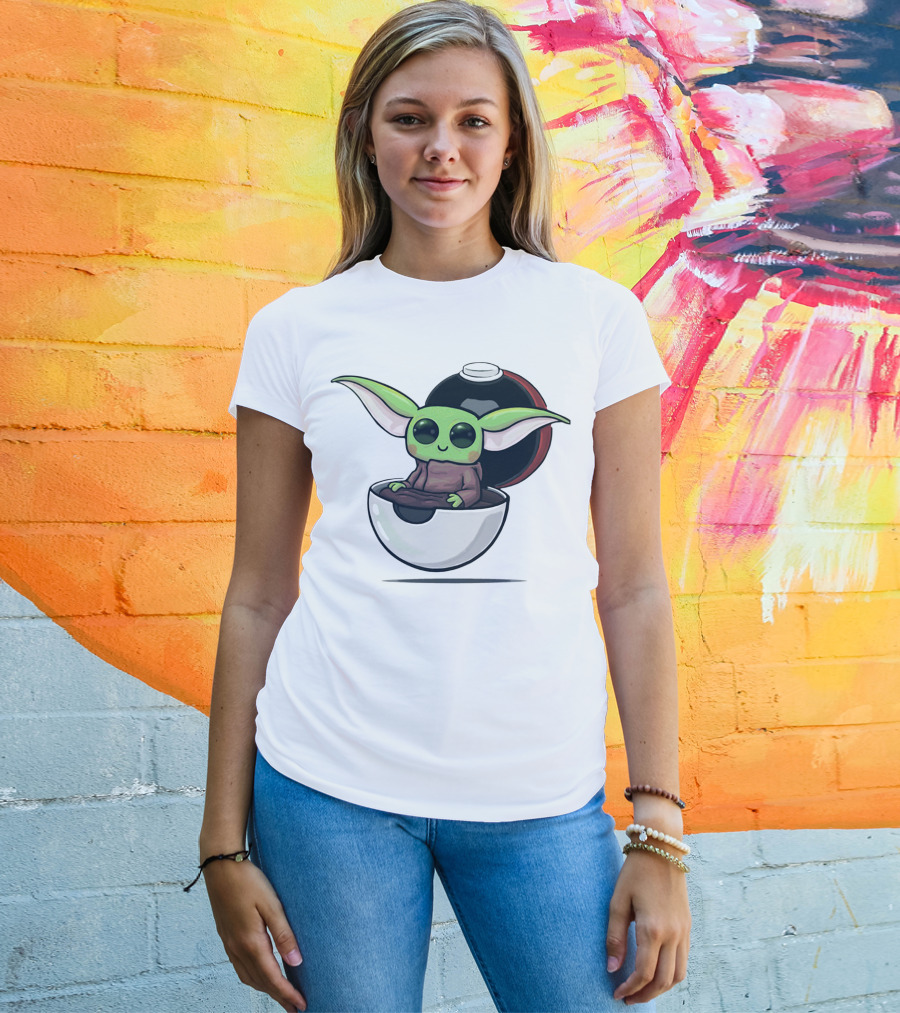 Baby Yoda Grogu In Pokéball Crossover T-Shirt