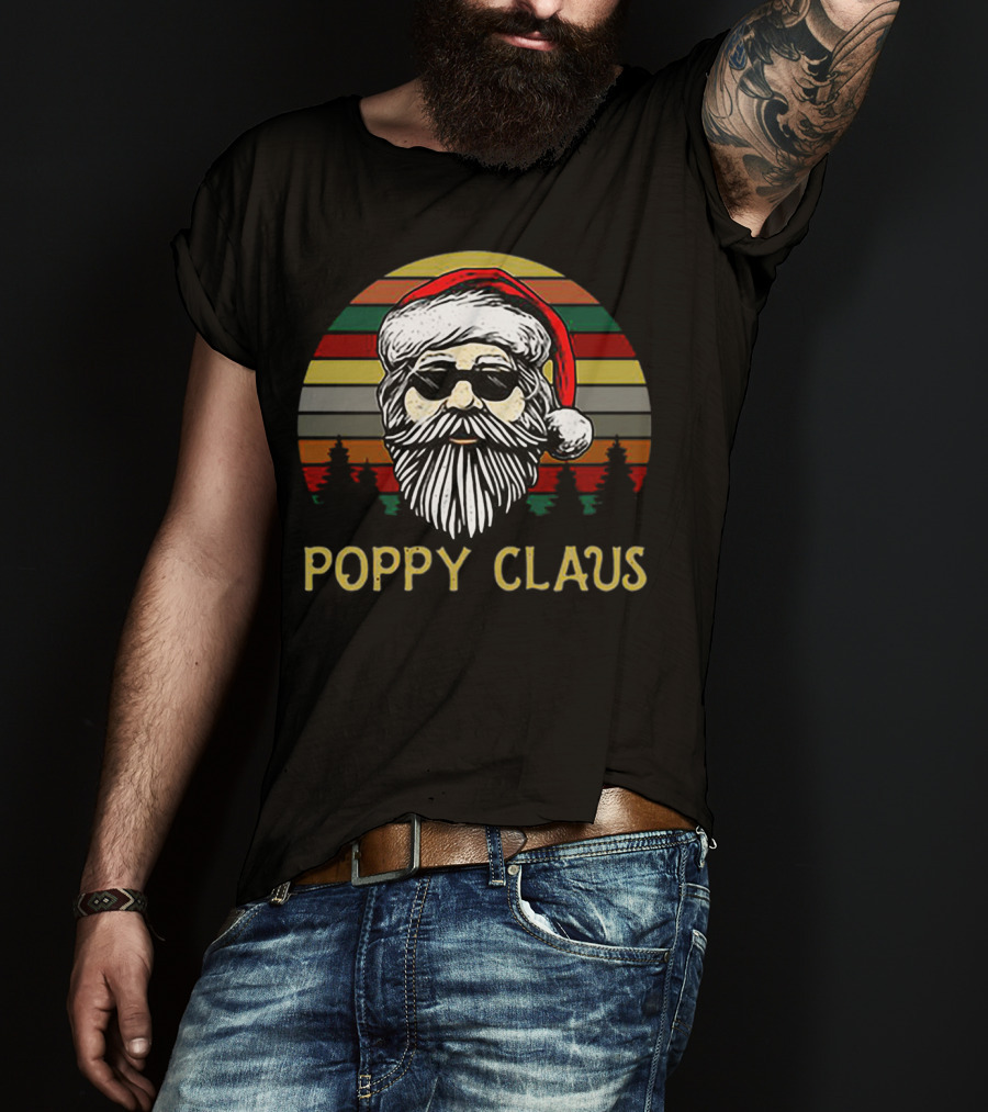 Poppy Claus Vintage Santa Claus Retro Sunset Forest T-Shirt