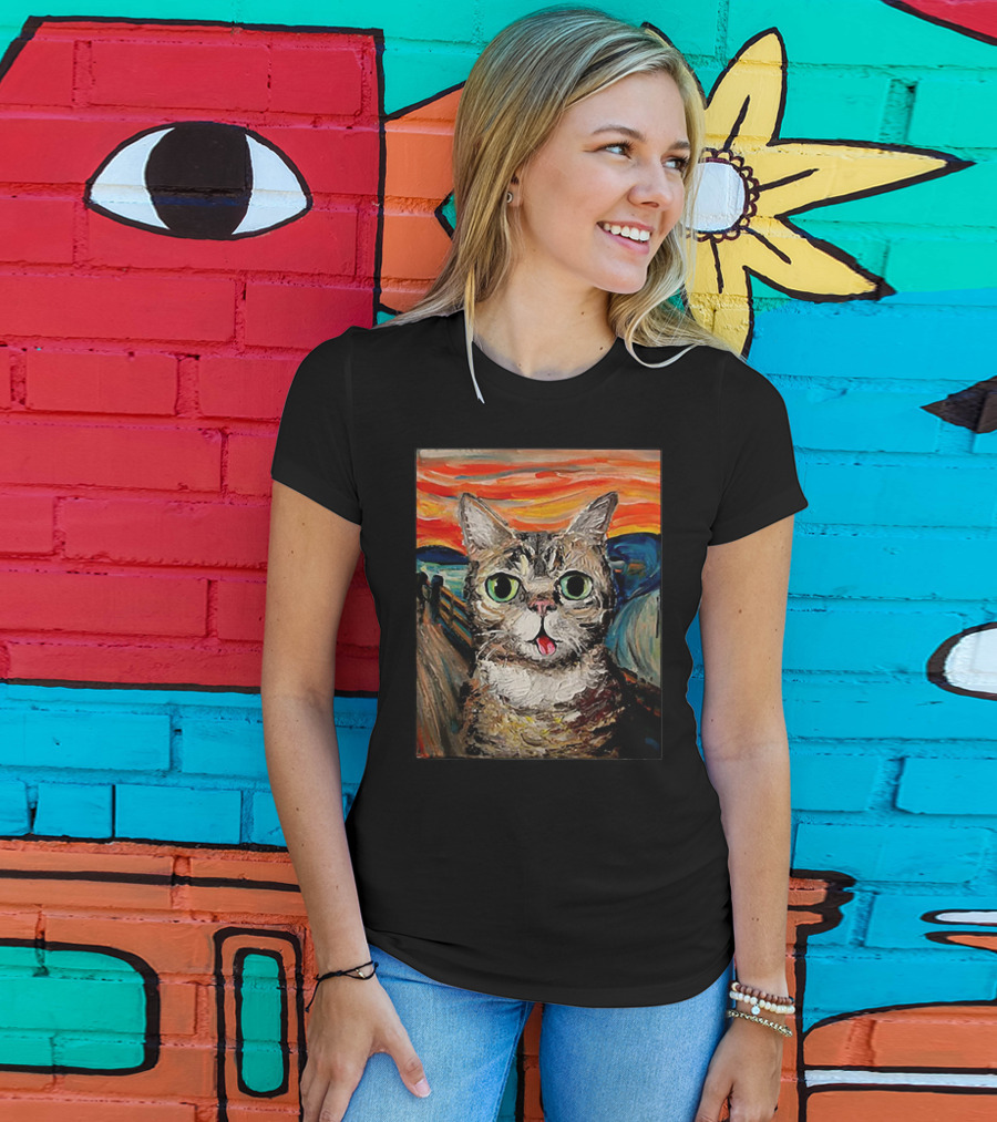 Lil Bub Cat The Scream Vincent Van Gogh T-Shirt