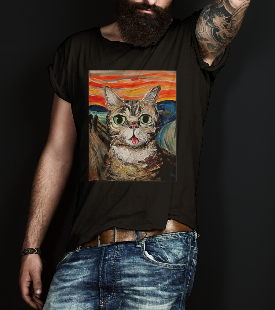 Lil Bub Cat The Scream Vincent Van Gogh T-Shirt