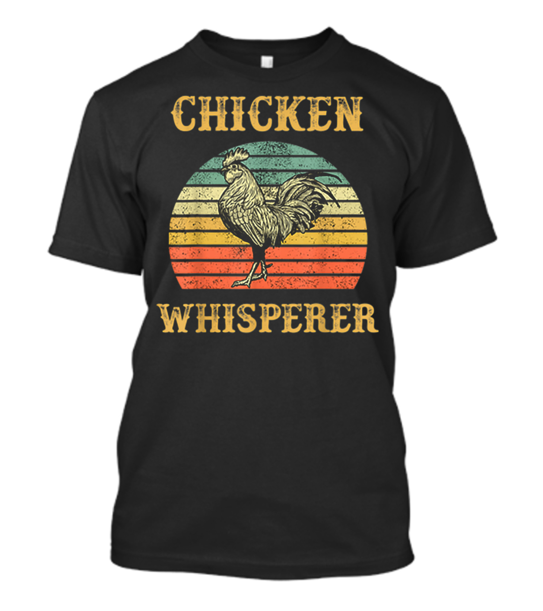 Chicken Whisperer Vintage Retro Rooster Stripes T-Shirt