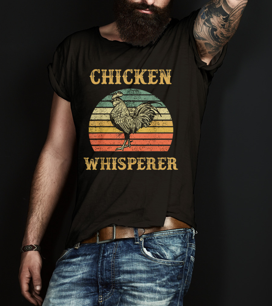 Chicken Whisperer Vintage Retro Rooster Stripes T-Shirt