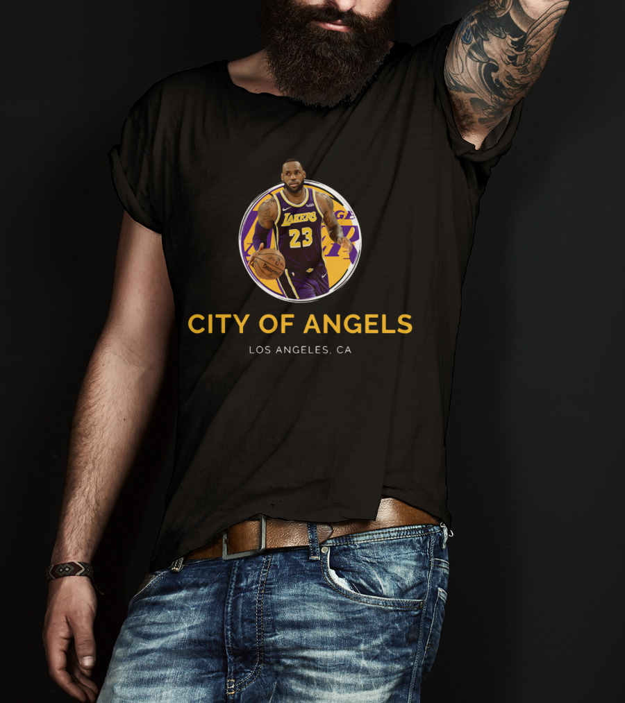 LeBron James Los Angeles Lakers #23 City Of Angels Los Angeles CA T-Shirt