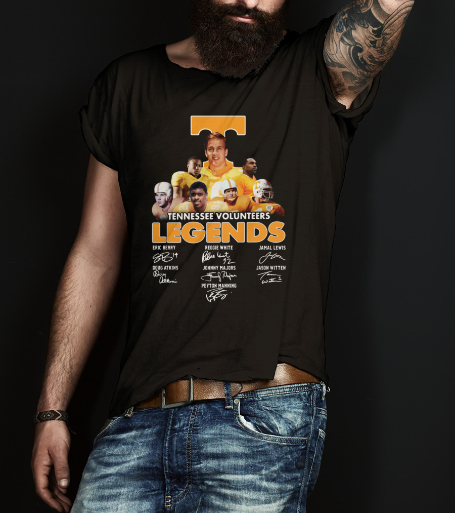 Tennessee Volunteers Legends Peyton Manning Reggie White Jason Witten Signatures T-Shirt
