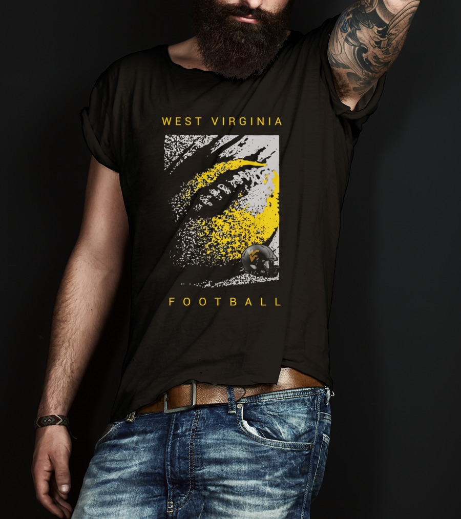 West Virginia Mountaineers Football Helmet And Textured T-Shirt