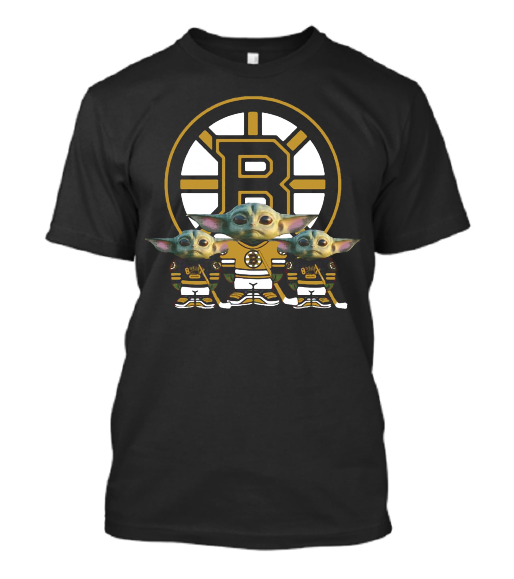Boston Bruins Baby Yoda Trio NHL Hockey Team Mandalorian Star Wars T-Shirt