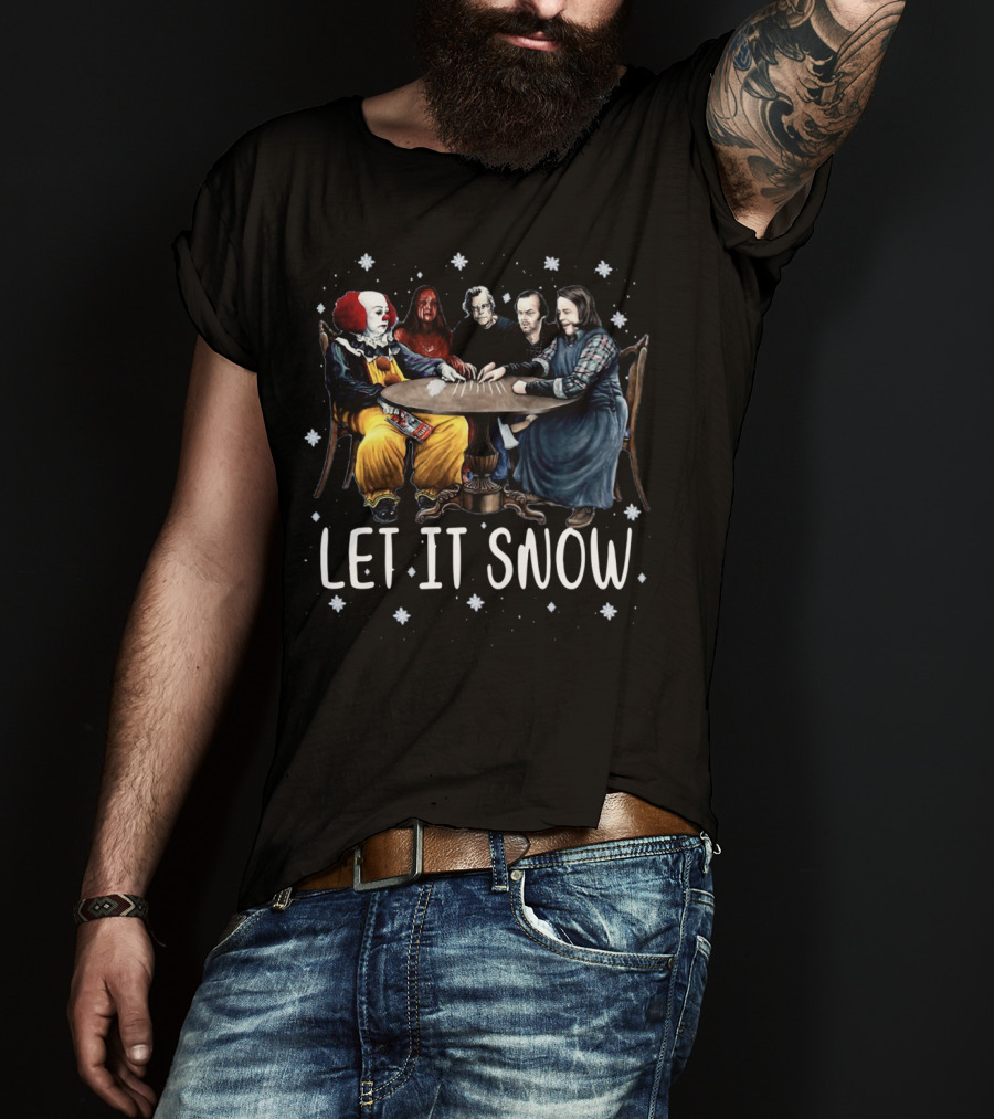 Stephen King Horror Friends Characters Let It Snow Holiday Scene T-Shirt