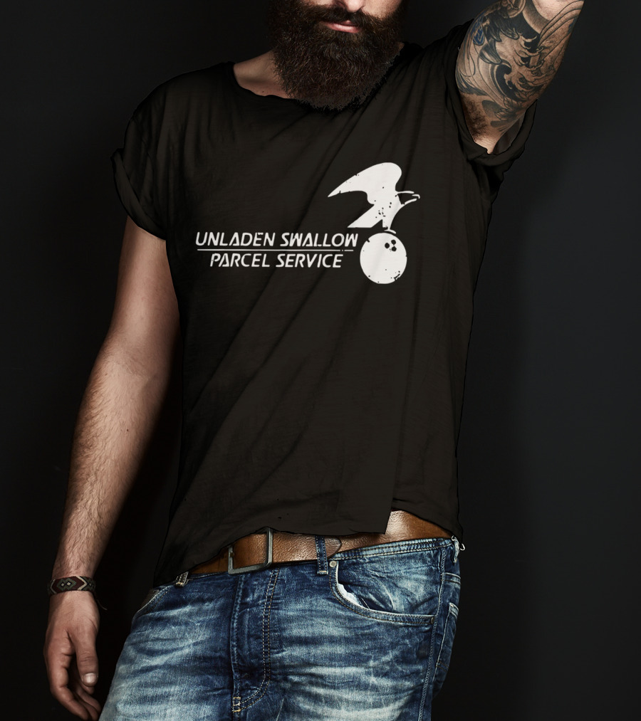 Unladen Swallow Parcel Service Monty Python Bowling Ball Bird T-Shirt
