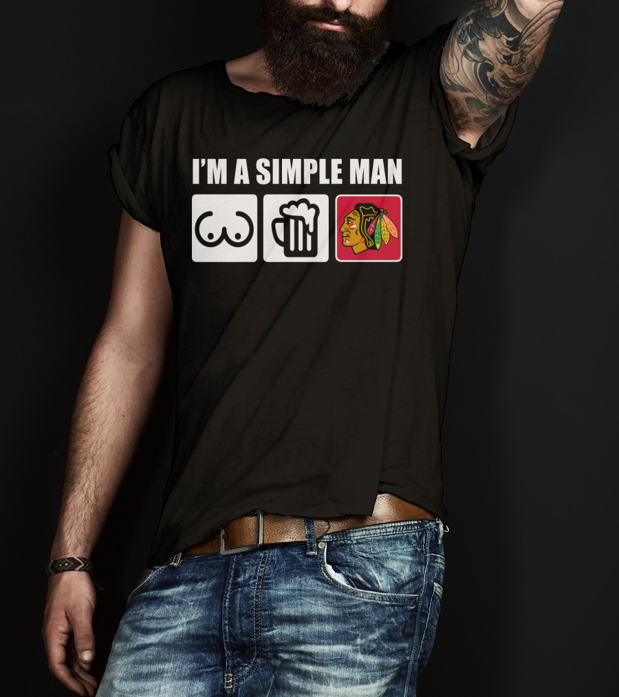 I'm A Simple Man Blackhawks Iconic Symbols T-Shirt