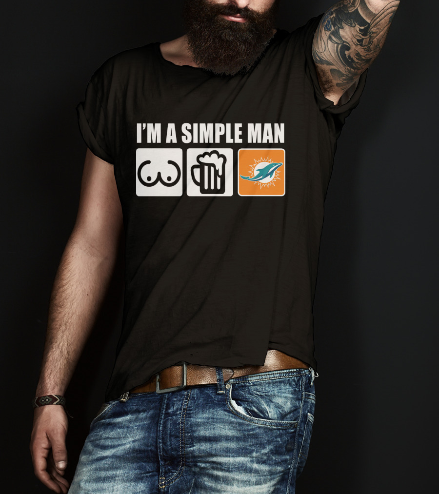I'm A Simple Man Dolphins Beer Symbols T-Shirt