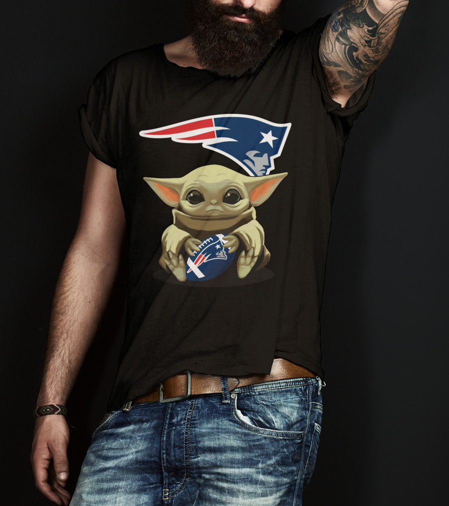Yoda Baby Patriots Football Star Wars Crossover T-Shirt
