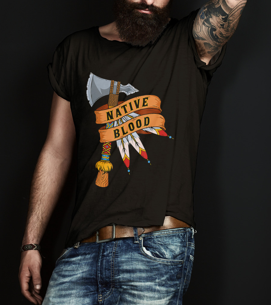 Native Blood Tribal Tomahawk Pride T-Shirt