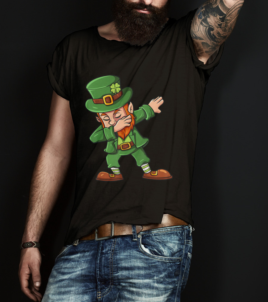 St Patricks Day Dabbing Leprechaun Irish Lucky Clover T-Shirt