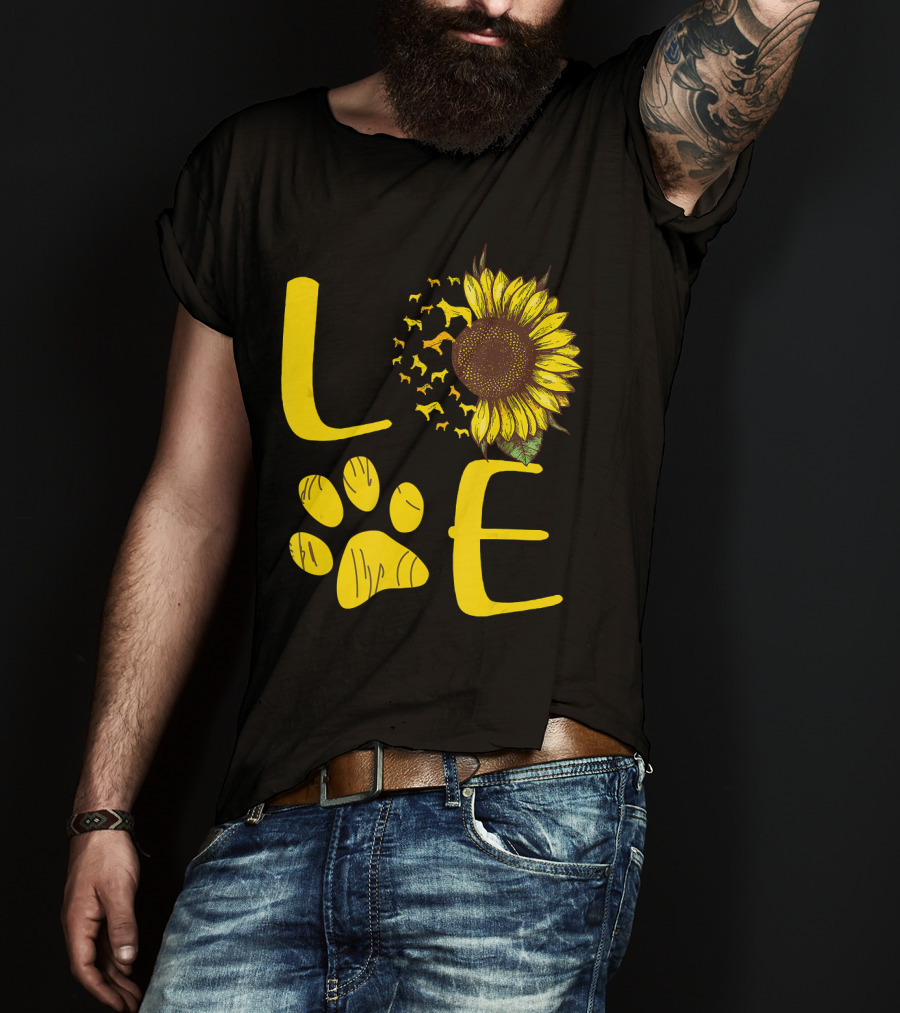LOVE Australian Cattle Dog Paw Sunflower T-Shirt