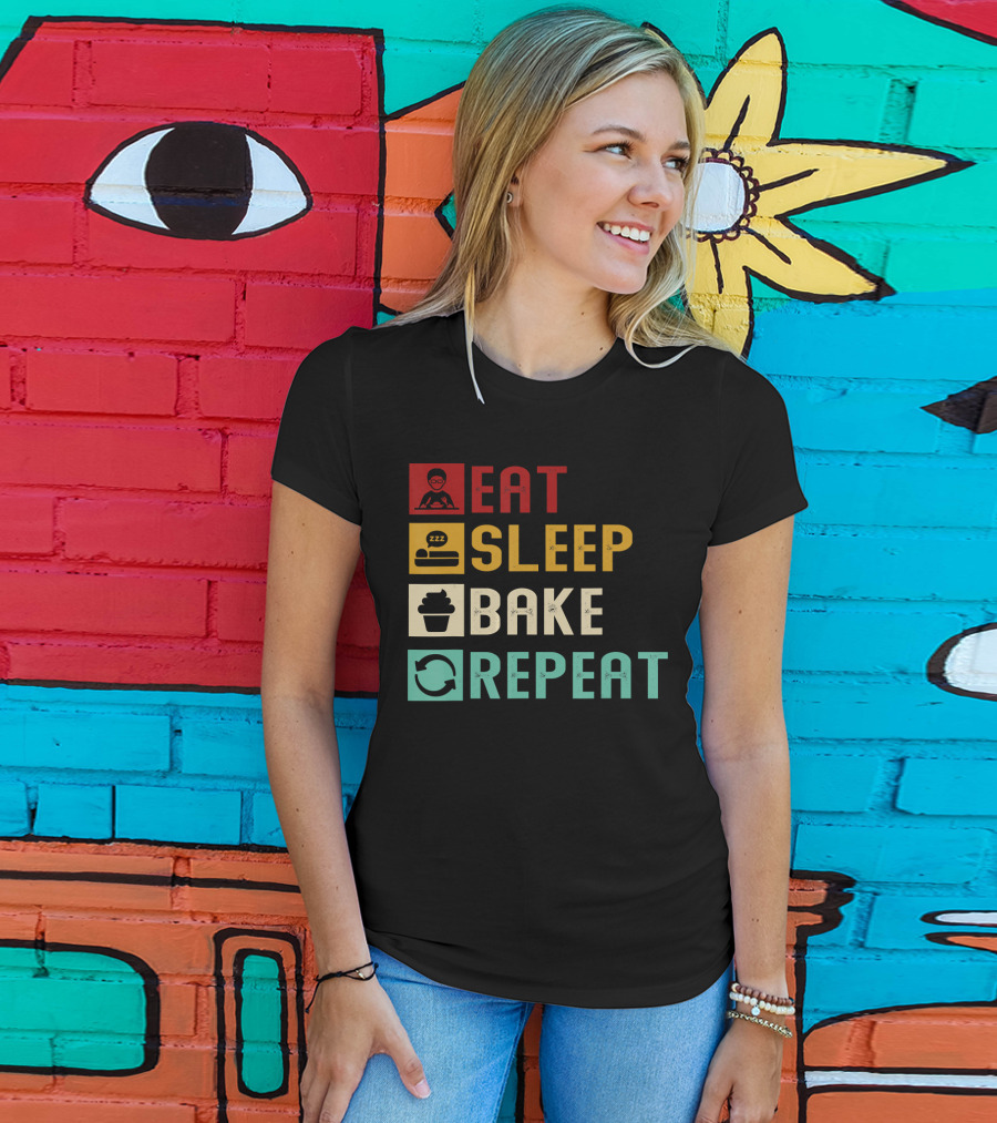 Eat Sleep Bake Repeat Vintage Baking Baker T-Shirt