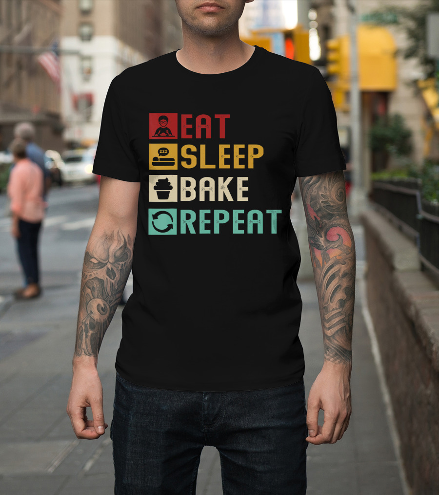 Eat Sleep Bake Repeat Vintage Baking Baker T-Shirt