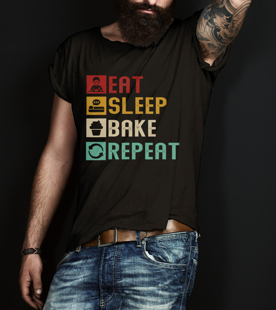 Eat Sleep Bake Repeat Vintage Baking Baker T-Shirt