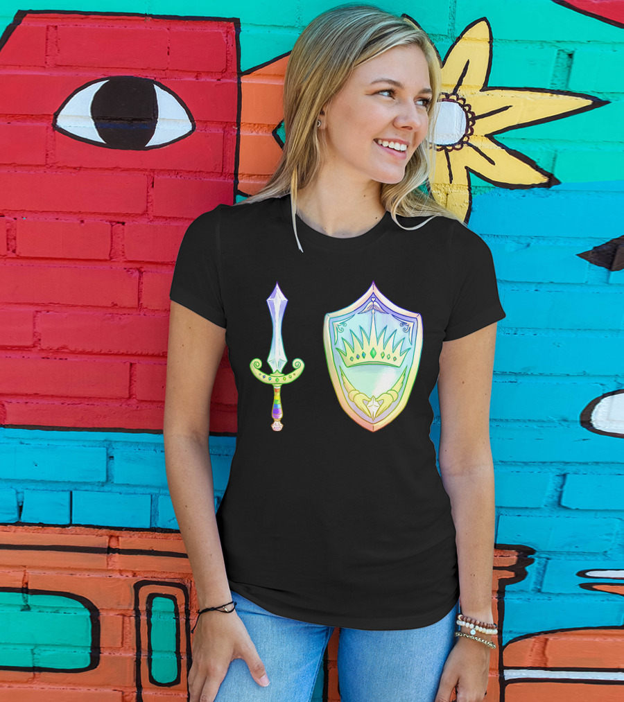 Rainbow Armory Crystal Sword Shield Crown T-Shirt
